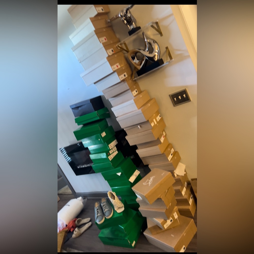 Moving……. Only half of my bottega and louboutin collection I’m at 60 pairs loubs